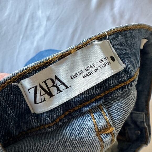 $60 Zara Bootcut Crop Chewed Hem - US 6 - blue - Picture 6 of 9
